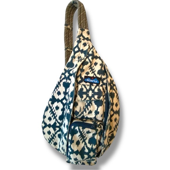 KAVU Blue Blot Patterned Sling Bag Blue and Cream Outdoor or Travel - Picture 1 of 7